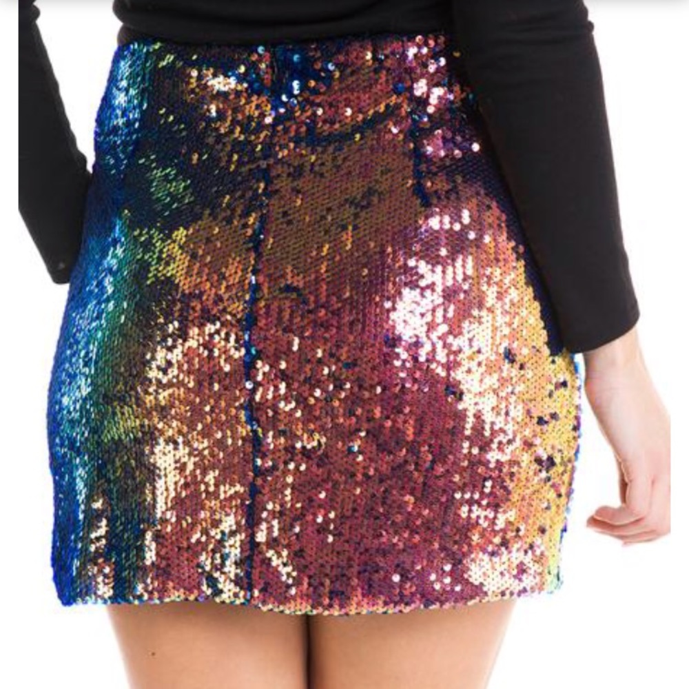Topshop sequin skirt multicolor color changing
